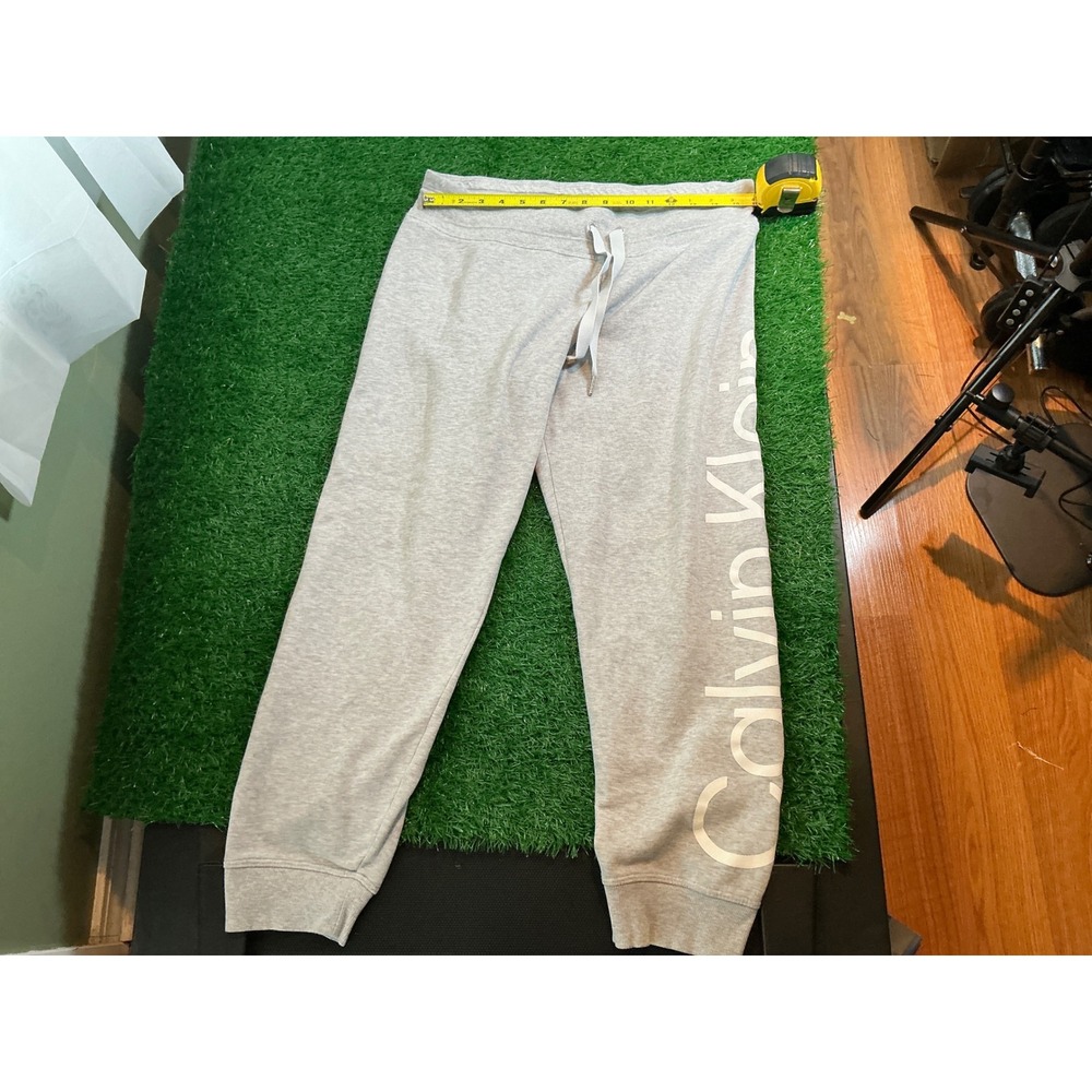 Calvin Klein Performance Heather Gray Logo Sweatpants Joggers L PFJGSMM275